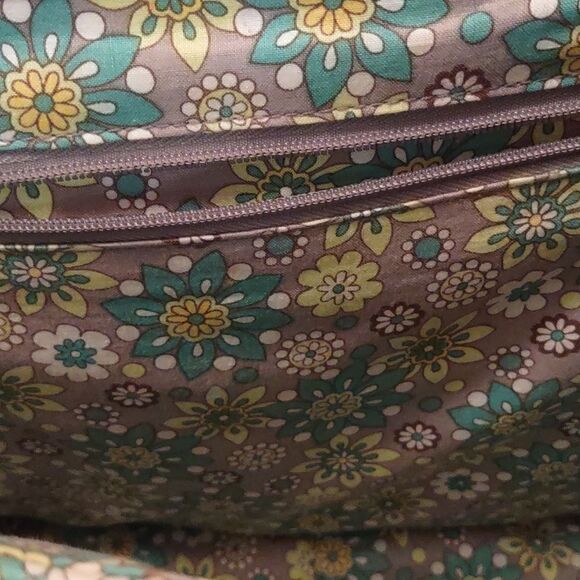 Vera Bradley attache briefcase Paisley Aqua Yellow Floral shoulder strap handle - Picture 9 of 12